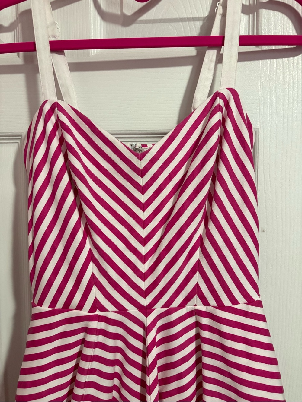 Vixen by Micheline Pitt Pink and White Striped Fit-and-Flare Dress - Picture 2 of 5